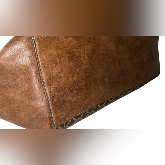 FOSSIL Mimi Shopper Tote brown tan geometric print shoulder bag NWOT - Picture 7 of 8